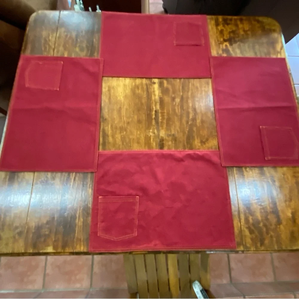 Pottery Barn Set of 4 Dark Red Corduroy Placemats w/ Pocket Cotton Cord 14X20